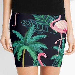 Jungle Flamingo pencil skirt